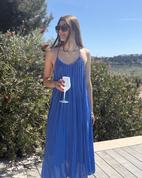 Robe Elora / Bleu lurex doré