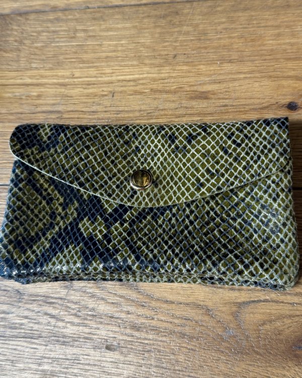 porte feuille python / kaki