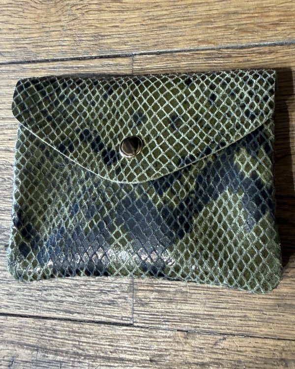 porte monnaie python / kaki