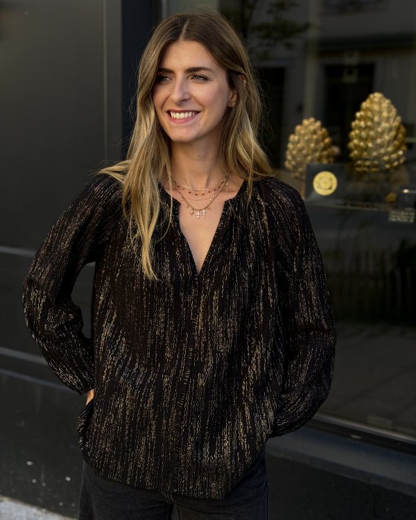 Blouse Éléna / noir et bronze