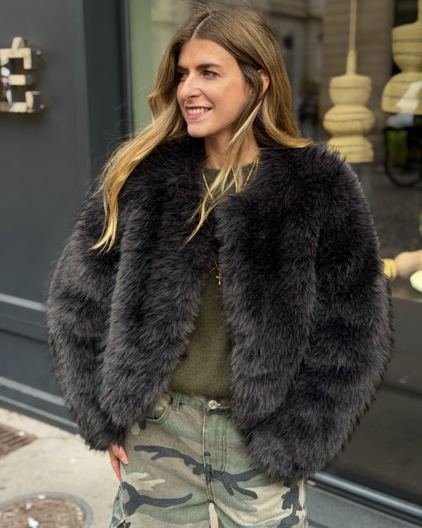 Veste fausse fourrure Romy / Noir